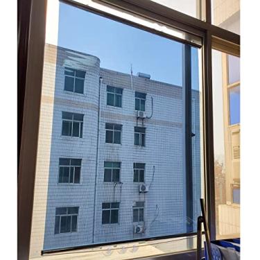 Imagem de uhyOHF Cortina de rolo de 103/93/83/73/63/53/43/33 cm de largura, espelho unidirecional com ventosas e persiana de enrolar transparente com controle de calor para janela de porta de vidro, sem