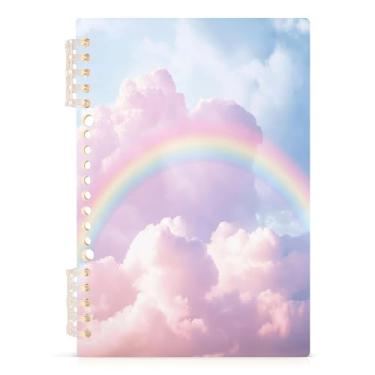 Imagem de Burbuja Caderno Rainbow in Cloud, papel pautado universitário A5 com 60 folhas, fichário para escritório, 1 pacote