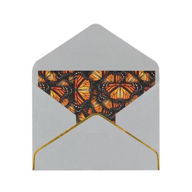 Imagem de SKKNT Cartões de felicitações com estampa de borboletas monarca laranja para todas as ocasiões, convites de festa de aniversário de casamento, 12,7 x 15,2 cm