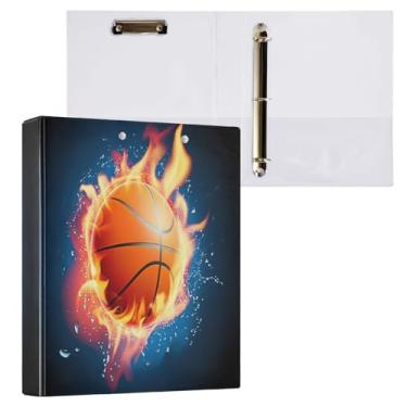 Imagem de STAYTOP Organizador de fichário redondo de basquete, fichário com 3 anéis com prancheta (carta A4), fichário fofo para material de escritório escolar