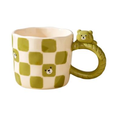 Imagem de Caneca de cerâmica animal em relevo de urso de desenho 3D - estatueta esculpida feita à mão de 340 g xícara de café fofa, presente exclusivo para aniversário, Natal
