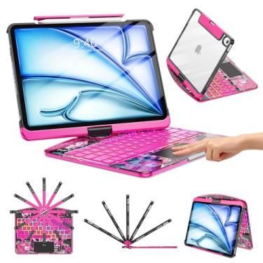 Imagem de Capa com teclado transparente para iPad Air de 11 polegadas (M3/M2, 2025/2024)/iPad Air 5ª/4ª geração 11 polegadas 2022 2020/iPad Pro 11 polegadas 1/2/3/4 2018-2022, trackpad, suporte de lápis