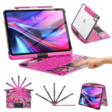 Imagem de TSQQST Capa transparente com teclado sem fio para iPad Pro 13 polegadas M4 2024 com suporte para lápis e trackpad multitoque, PCB visível, estilo high-tech visível, brilho de 3 e luz de fundo de 7