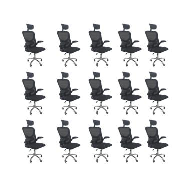 Imagem de Kit 15 Cadeiras de Escritório Oficial Vegas Apoio Preto