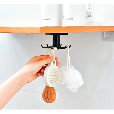 Imagem de Gancho Rotativo Porta Talher Giratório Suporte Parede