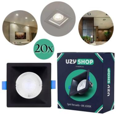 Imagem de Kit 20 Spot Recuado LED 6W Embutir Redondo Quadrado Branco Frio Quente
