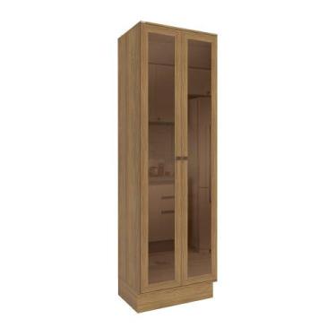 Imagem de Cristaleira Celeste Kappesberg 100% MDF 2 Portas 1 Gaveta Nogueira 72c