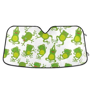 Imagem de Viseira de carro de sapos fofos de desenho animado, protetor térmico de carro, proteção UV persiana dobrável para janela de carro, para para-brisas de veículos, acessórios de carro