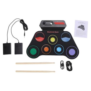 Imagem de Fockety Conjunto de Bateria Eletrônica, Qualidade de Som Realista Com Posição de Caixa Hi Hat Intercambiável Alto-falantes de Canal Duplo Saída de Fone de Ouvido Metrônomo Integrada, (Versão colorida)