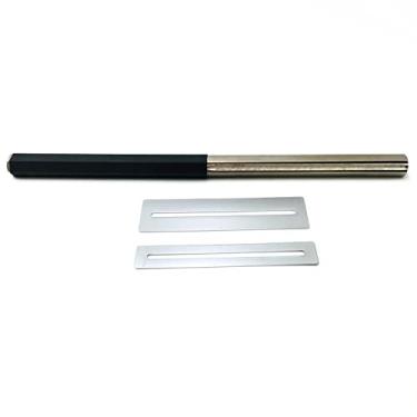 Imagem de Calibres de 4 tamanhos ranhura diamante bordas bordas traste guitarra coroação arquivo curativo 2 folhas de proteção ferramentas Luthier