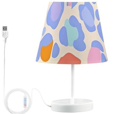 Imagem de TSENQUE Candeeiros de mesa USB com cores de arco-íris de pele de animal, lâmpadas de LED brilhantes modernas para mesinhas noturnas, lâmpada infantil regulável para decoração de quarto