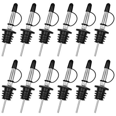 Imagem de Despejador de bebidas alcoólicas, despejador de bebidas alcoólicas de aço inoxidável preto, despejador de bebidas alcoólicas, despejador rápido de garrafa de vinho, bico cônico com tampas de borracha