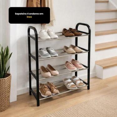 Imagem de Sapateira 4 andares em inox Organizador de Sapatos Chinelas Sandálias 
