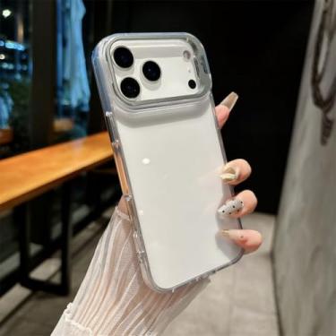 Imagem de Capa transparente com suporte para lente para iPhone 17 Air 15 16 Pro Max 13 14 Plus, cor Armor Candy, com suporte integrado (para iPhone 16e/Prata)
