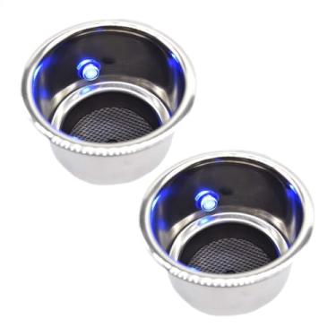 Imagem de MARINE CITY Suporte de copo de aço inoxidável azul LED com dreno para barco, mesa de pôquer, balcão, painel, assento traseiro (pacote com 2)