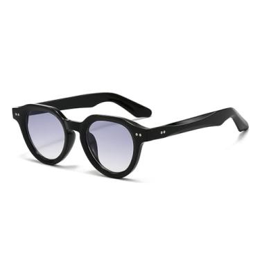 Imagem de Óculos de Sol UV400 - Armação Pequena em Jelly Color com Rebites Oval para Homens e Mulheres, Ideal para Esportes ao Ar Livre, Corrida e Ciclismo, Preto com degradê cinza