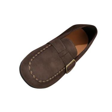 Imagem de Mocassins versáteis de sola macia para mulheres, design casual, sem cadarço, estilo primavera plus size, conforto moderno, tecido de nylon elastano, Café, 35
