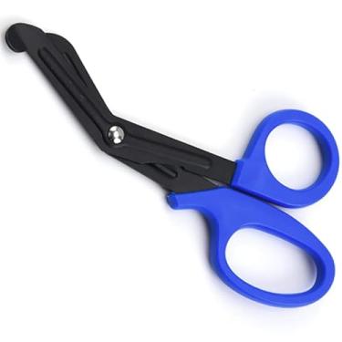 Imagem de Solinder Tesoura de Botão, Tesoura de Bandagem Aço Inoxidável, Multiuso Portátil Com Lâmina Afiada Serrilhada, para Cortar Gaze, Ataduras, Lona, ​​lã, Fácil Limpar, Fácil (Azul)