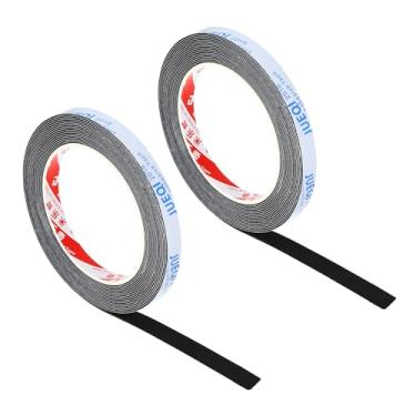 Imagem de Fita de espuma vinílica acetinada de 3/20.3 cm L x 3/162.6 cm T x 16,4 m, tiras de espuma de vedação multiuso à prova d'água com adesivo para porta, preto