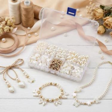 Imagem de 520 peças de contas de acrílico, formato misto pentagrama coração borboleta arco, para fazer joias DIY, corrente de telefone, projetos de artesanato