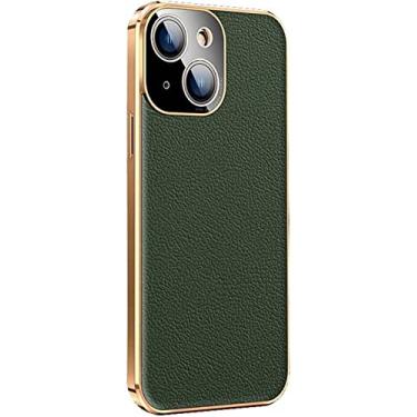 Imagem de VEVEL Capa de telefone traseira, capa de proteção de couro à prova de choque com lente de câmera de proteção para Apple iPhone 14 Plus 6,7 polegadas 2022 (Cor: verde)