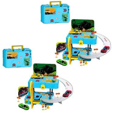 Imagem de kit 2 maletas policial pista de carrinho brinquedo infantil para menin