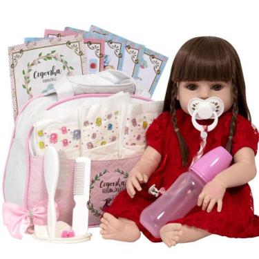 Imagem de Bebe Reborn Menina Laura Grande 46cm 20 Acessórios Bolsa - Cegonha Reb