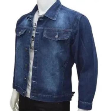 Imagem de Jaqueta Jeans Básica Masculina - TLT Modas, G, Azul