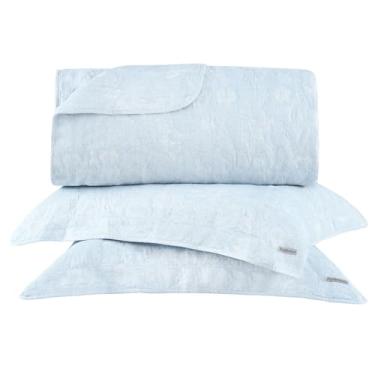 Imagem de Kit Colcha Queen Buddemeyer Hanna Jacquard Azul 3 peças
