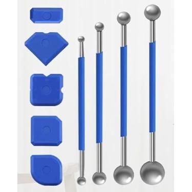 Imagem de Conjunto de ferramentas de calafetagem de silicone com 9 peças, ferramenta de remoção de calafetagem, raspador de selante portátil, raspador de argamassa para cozinha, banheiro, piso, janela, vedação