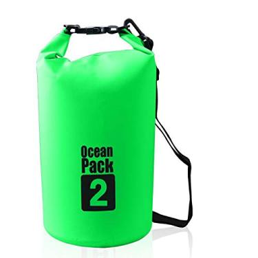 Imagem de Mochila esportiva Dry Sack flutuante à prova d 'água de quarantina 2L/3L/5L/10L/15L/20L/30L para barco, caiaque, caminhadas, snowboard, acampamento, rafting, pesca, mochila, Clássico, Verde, 2L