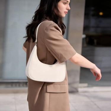 Imagem de Bolsa de ombro pequena branca, bolsa tiracolo simples e prática de cor sólida, bolsa tiracolo leve e elegante para mulheres, compras diárias, passeios na rua