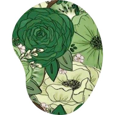 Imagem de Mouse Pad Ergonômico Gota Flores e Folhagens Verdes