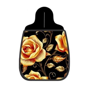 Imagem de Lixeira De Carro Organizador Lixinhocar Rosas Douradas Fundo Preto