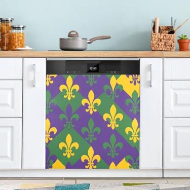 Imagem de ATTX Capa magnética para lava-louças Mardi Gras | Adesivo decorativo de eletrodomésticos de 58 x 66 cm para armários domésticos e eletrodomésticos (169)