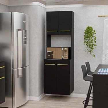 Imagem de Torre Quente Suspensa para Forno e Micro-ondas em Mdp 1,5cm Cozinha Moderna Aura Preto