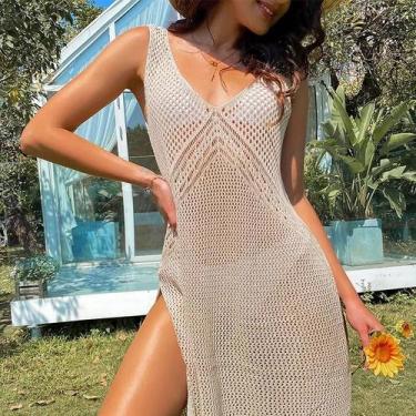 Imagem de Vestido Slip Sexy Feminino De Cor Sólida Sem Costas, Transparente, Com