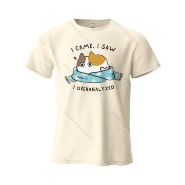 Imagem de Camiseta Gráfica Oversized Com Estampa De Gato Humorística Para Homens