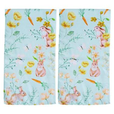 Imagem de Jogo com 2 Caminhos de Mesa Tecido Estampa Páscoa 120x30cm - Multiart,