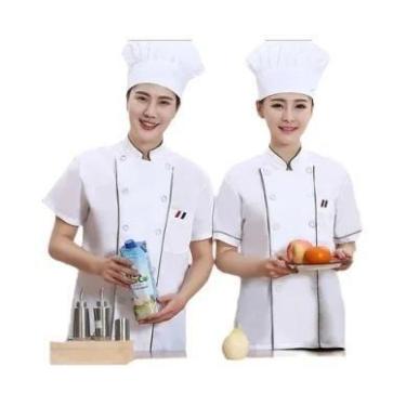 Imagem de Uniformes De Chef De Manga Curta Para Homens E Mulheres, Roupas De Tra