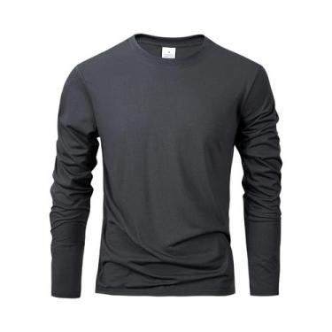 Imagem de Camiseta Masculina De Manga Longa Preta Casual De Alta Qualidade Para 