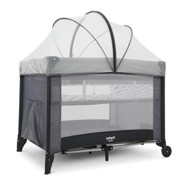 Imagem de Berço portátil desmontável Hello Infanti,  Cinza Risca