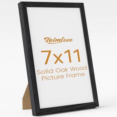 Imagem de Heimlove Porta-retrato de 17 x 28 cm, moldura de madeira natural de alta qualidade com vidro temperado, moldura de madeira de 17 x 28 cm para parede ou mesa, gancho de parede incluído para fotos e