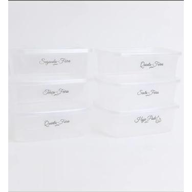 Imagem de Kit Potes Fitness Dias da Semana, Organizadores Transparentes para Refeições Diárias, 6 Recipientes com Tampa