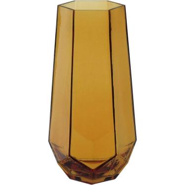 Imagem de Vaso Decorativo Enfeite Casa Geométrico Home&co Vidro 20x7x7cm âmbar
