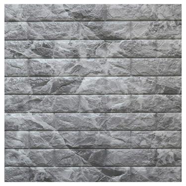 Imagem de Placa Tijolinho Parede Papel Painel 3d Tijolo Cinza Auto Adesivo 77x70cm Revestimento Espuma