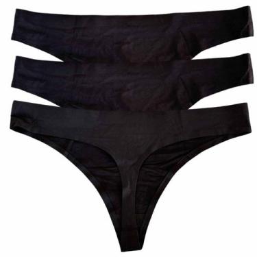 Imagem de Calcinha fio Não Marca Na Roupa Kit 3 Peças Combo Revenda, G/GG, Preto
