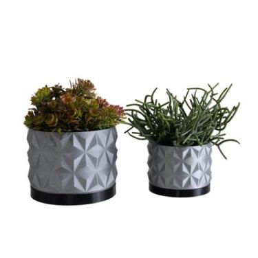 Imagem de Dupla Cachepot Rochedo - Realce, Prata, Preto