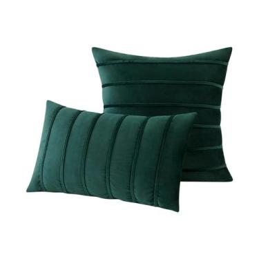 Imagem de Capa De Almofada De Veludo Listrada Para Sofá E Cadeira, 30x50cm 45x45