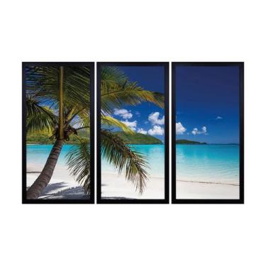 Imagem de Quadros Decorativos em Mosaico com moldura em madeira 103x63 cm e vidr